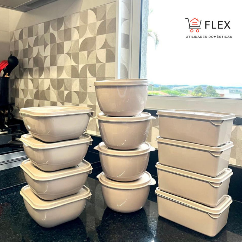Kit com 12 Potes Plásticos de 1L – Formatos Variados | Ideal para Marmitas e Armazenamento